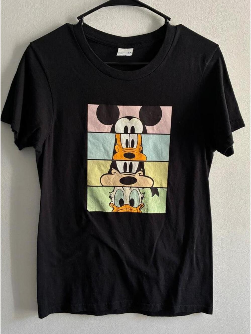 Disney Black Short Sleeve T-Shirt with Classic Character Graphic, Size S